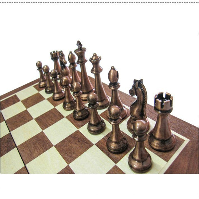 Zinc Alloy Chess Pieces Wooden Chessboard