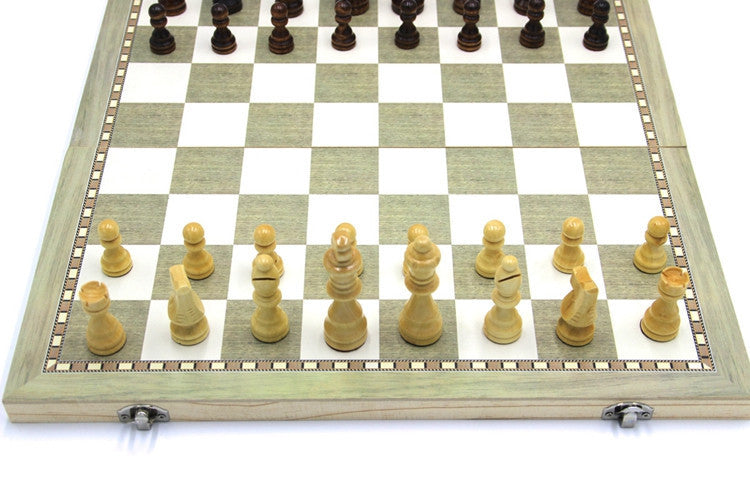 Folding International Wooden Chess Set Board