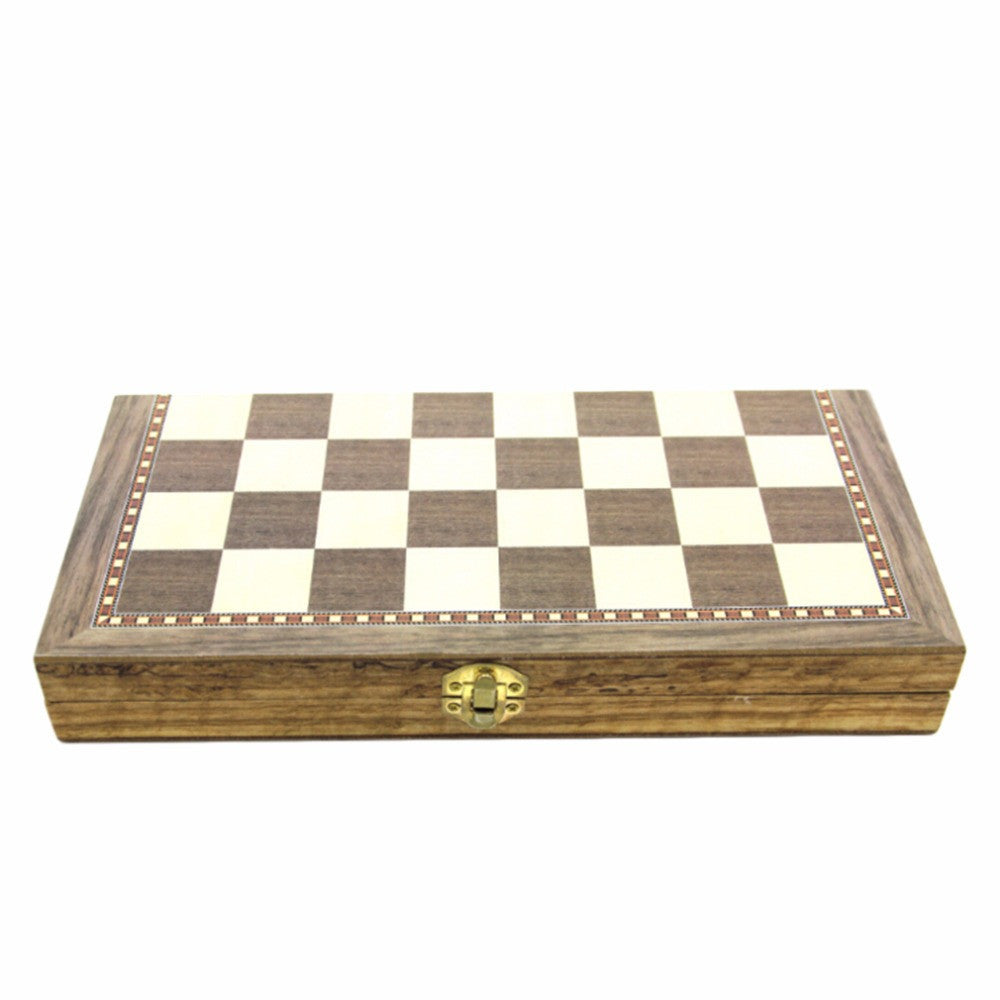 Wooden Folding Chess Checker Backgammon
