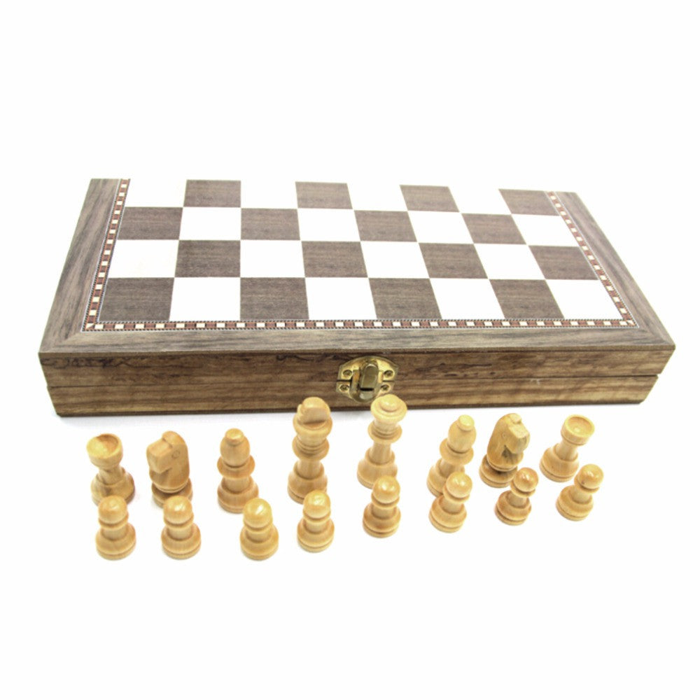 Wooden Folding Chess Checker Backgammon