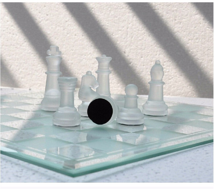 Solid Crystal Chess With Checker Board Set