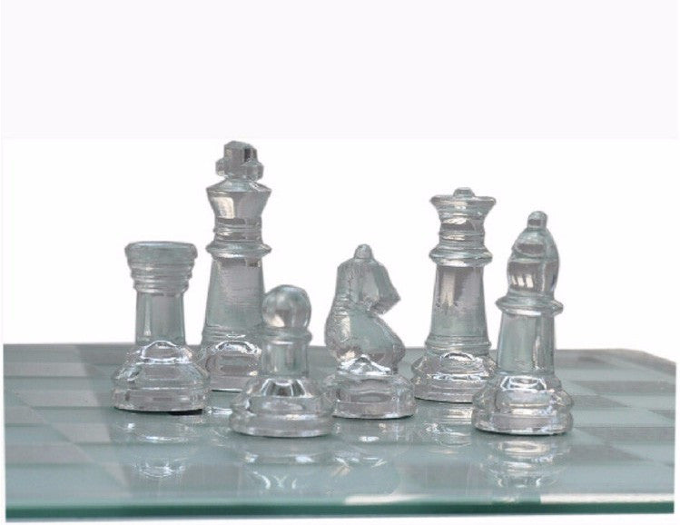 Solid Crystal Chess With Checker Board Set