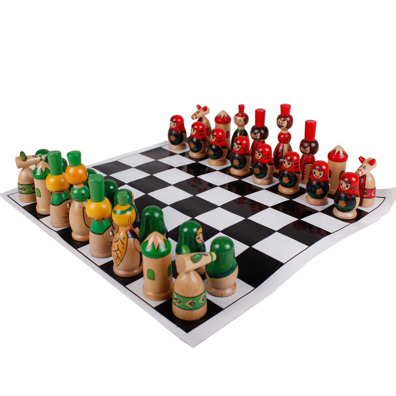 Colorful Wooden Carton Chess Set for Kids - Chess Corner